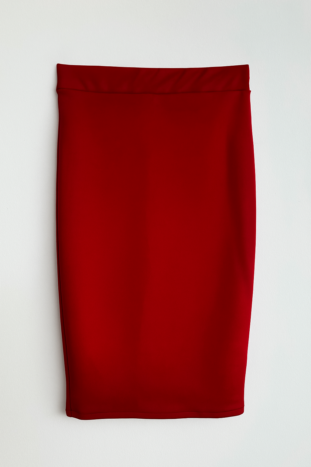 Falda midi roja ajustada estilo lápiz y tela de neopreno